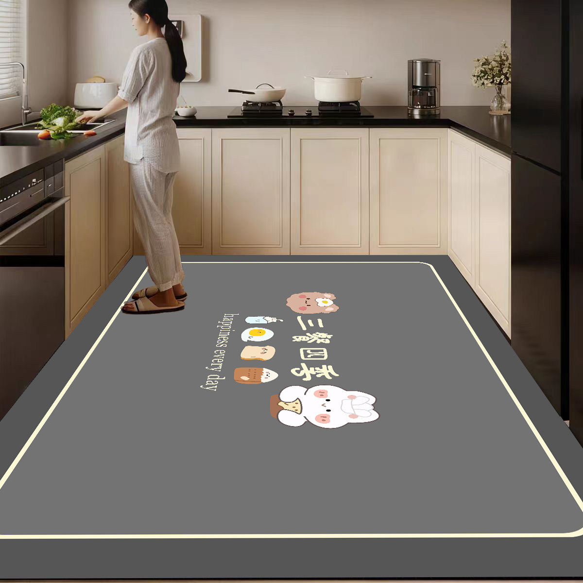 硅藻泥厨房地垫防油防滑可擦免洗大面积全铺防水防污垫子家用脚垫,居家布艺,厨房地垫,淘宝优惠券,粉丝福利购,淘宝优惠卷