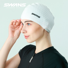 шапочка для плавания swans游泳帽女防水不勒头女款大头围加大硅胶泳帽长发专用男士帽