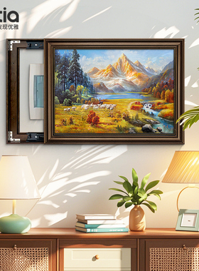 电表箱装饰画2025新款聚宝盆山水画配电箱电闸盒遮挡挂画免打孔