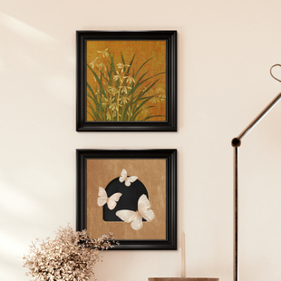 中古风挂画玄关装饰画入户正对门高级感法式复古餐厅客厅美式壁画