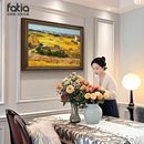 美式 饰画梵高丰收手绘油画复古客厅挂画莫奈玄关壁画高级感 餐厅装