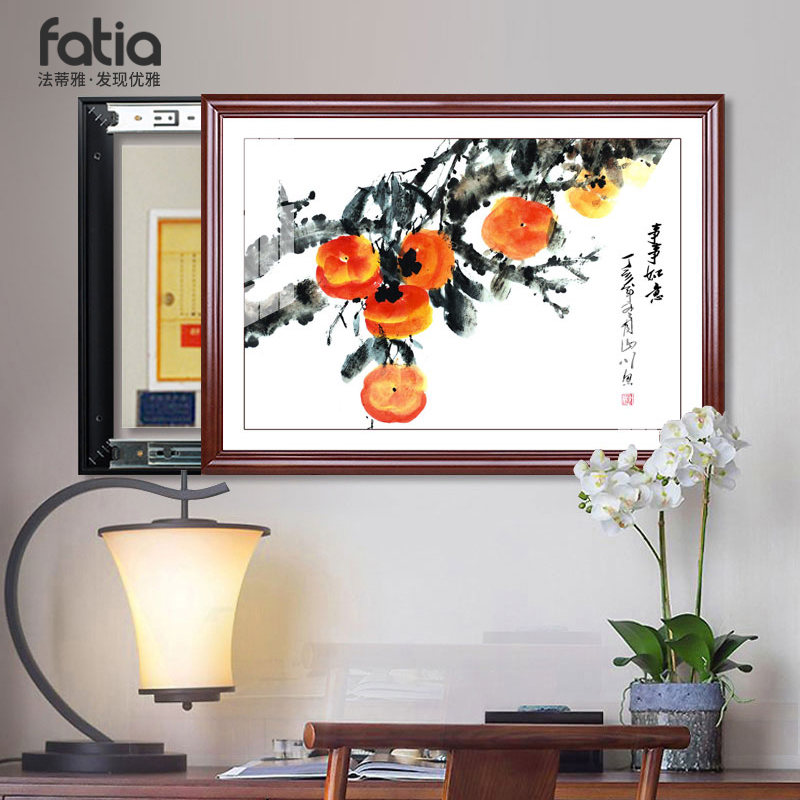 事事如意新中式电表箱柿子装饰画