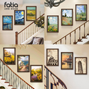 别墅走廊过道三联画 楼梯间转角墙面挂画复式 大芬油画村装 饰画美式