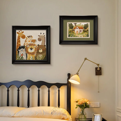 床头装饰画中古风儿童卡通挂画