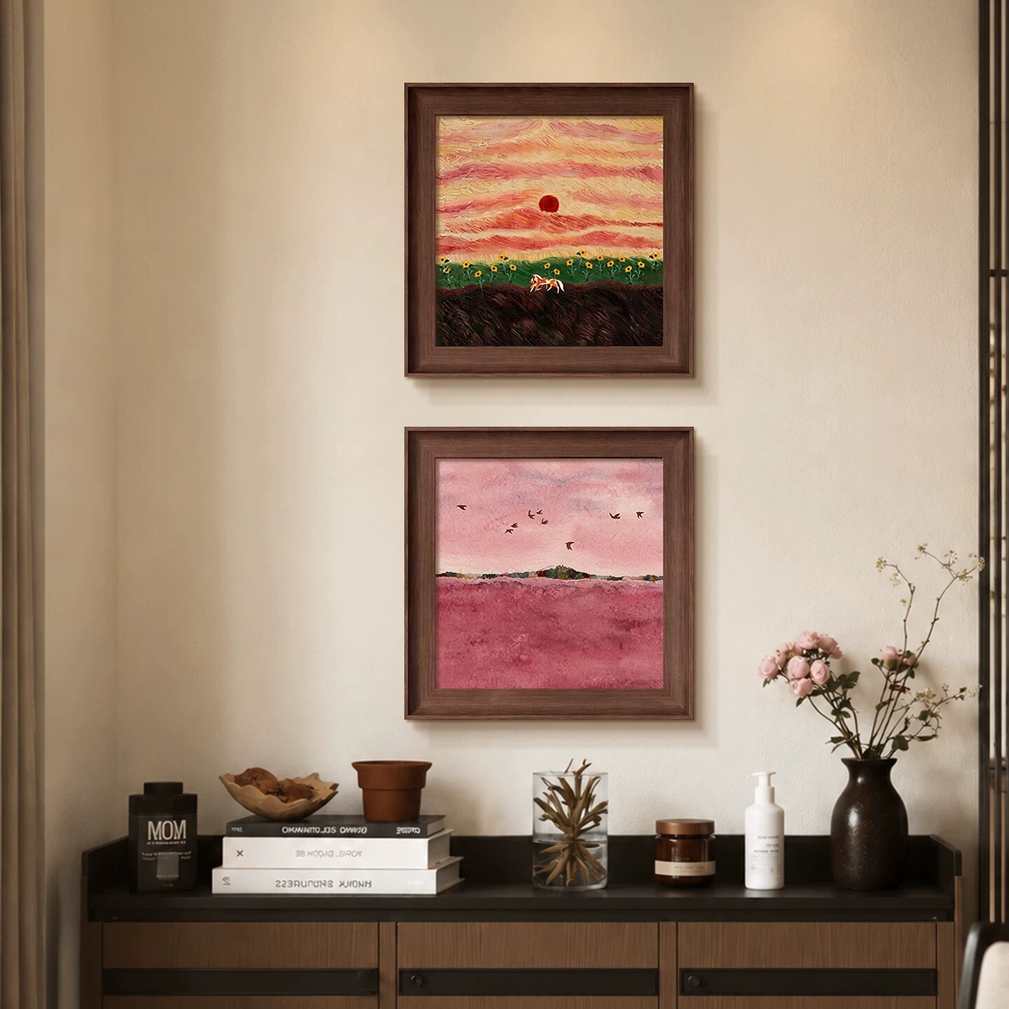 中古风挂画玄关装饰餐厅斗图片