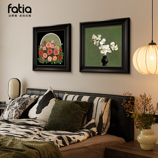 卧室床头挂画中古风玄关装饰画法式复古餐厅油画艺术壁画高级感