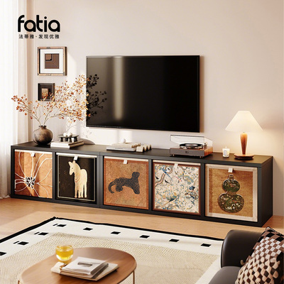 中古风电视柜2025新款客厅家用落地卡莱克自由组合格子柜收纳储物