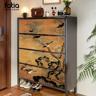 柜家用门口多层收纳柜一体靠墙入户玄关进门钢制2025新款 新中式 鞋