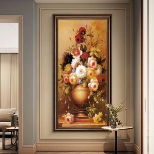 大气复古客厅背景墙面挂画 饰画走廊过道壁画欧式 牡丹花美式 玄关装