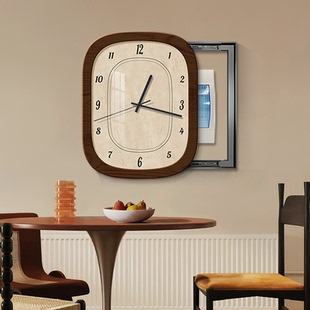 中古风电表箱装饰画竖版带钟表遮挡配电箱弱电盒挂画法式复古壁画