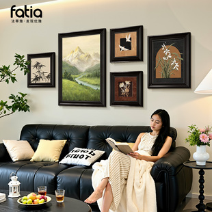 日照金山中古风客厅装 山水风景画餐厅壁画 饰画沙发背景墙挂画法式