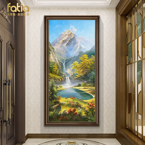 山水风景玄关装饰画美式