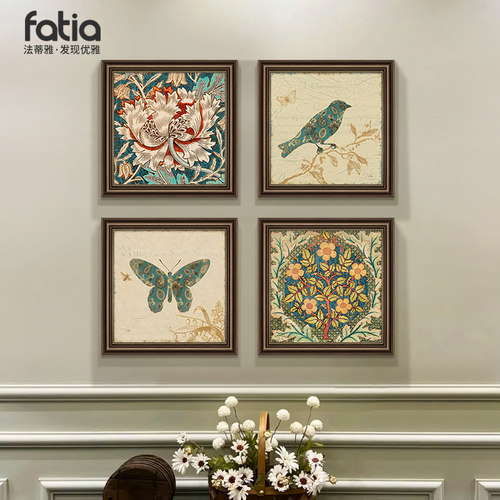 复古花鸟餐厅客厅装饰画2024新款