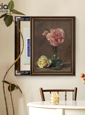 美式电表箱装饰画竖款免打孔法式复古餐厅配电箱遮挡挂画2026新款