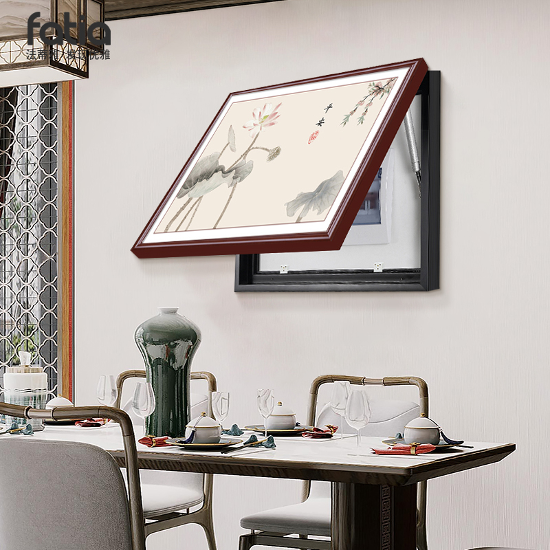 新中式实木电表箱装饰画餐厅配电箱挂画免打孔空开开关遮挡高级感