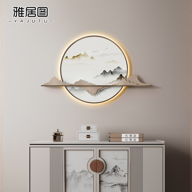 新中式客厅饭厅沙发电视背景墙创意铁艺壁饰茶室玄关墙面装饰挂饰