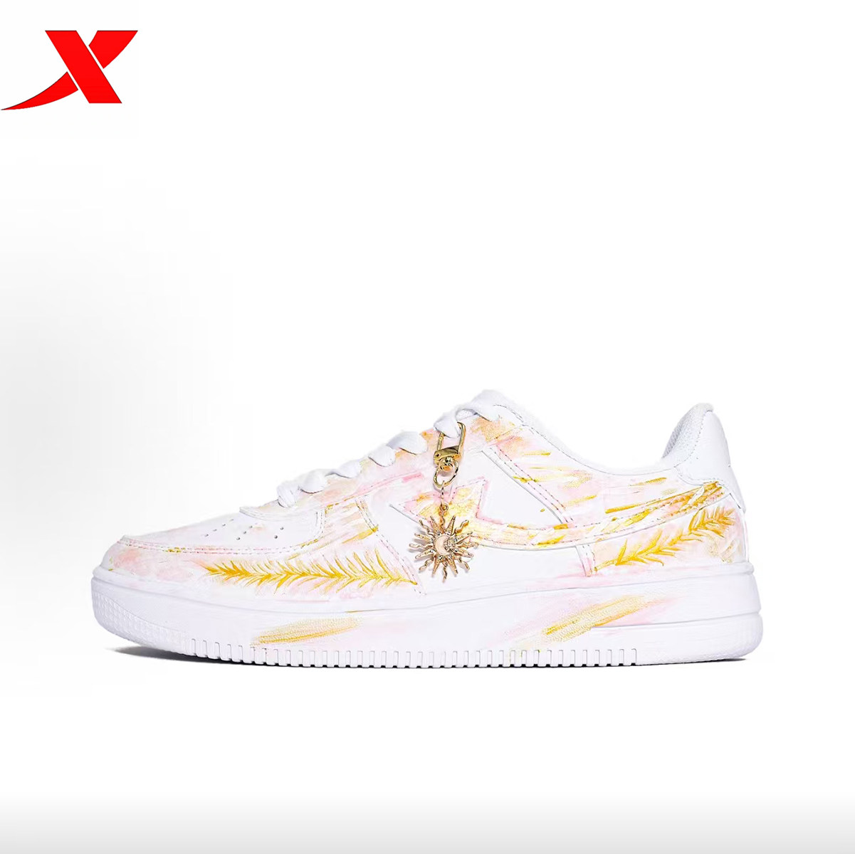 定制球鞋特步板鞋空军一号金色渐变青春手绘国风美学时尚男女款,运动鞋new,板鞋,淘宝优惠券,粉丝福利购,淘宝优惠卷