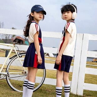 学院风班服集体照韩版一年级纯棉夏天幼稚园春夏季新款裙子入园照