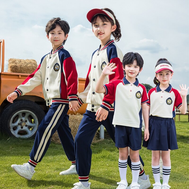运动风班服团体春秋季三件套操套可爱开学冬装幼儿园秋冬新生彩色