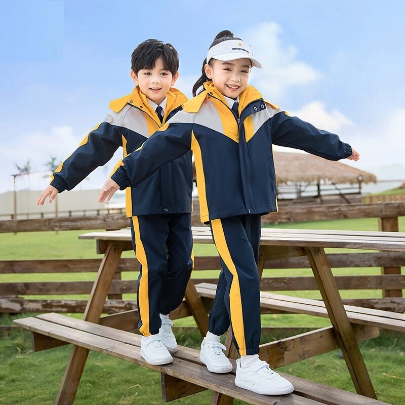 运动风班服春装开学运动服新生校园风长袖加长款纯棉一年级套装
