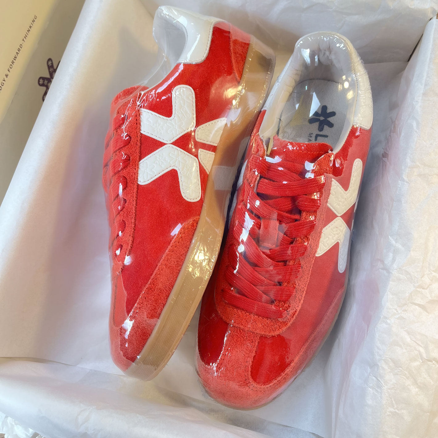 LUMES&YHGM红色休闲德训鞋女2026新款真皮复古低帮运动百搭小白鞋,运动鞋new,德训鞋,淘宝优惠券,粉丝福利购,淘宝优惠卷