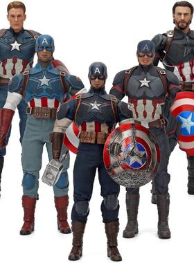 1/6美国队长手办改造手持盾牌复仇者布衣摆件收藏模型精致头雕