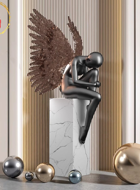 威弗列德现代雕塑摆件落地天使人物酒店大堂艺术品样板房客厅摆件