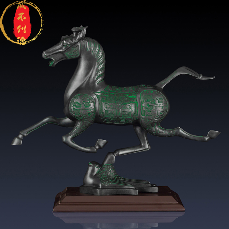 威弗列德中式马踏飞燕摆件办公室动物饰品铜奔马礼品纯黄铜马摆件