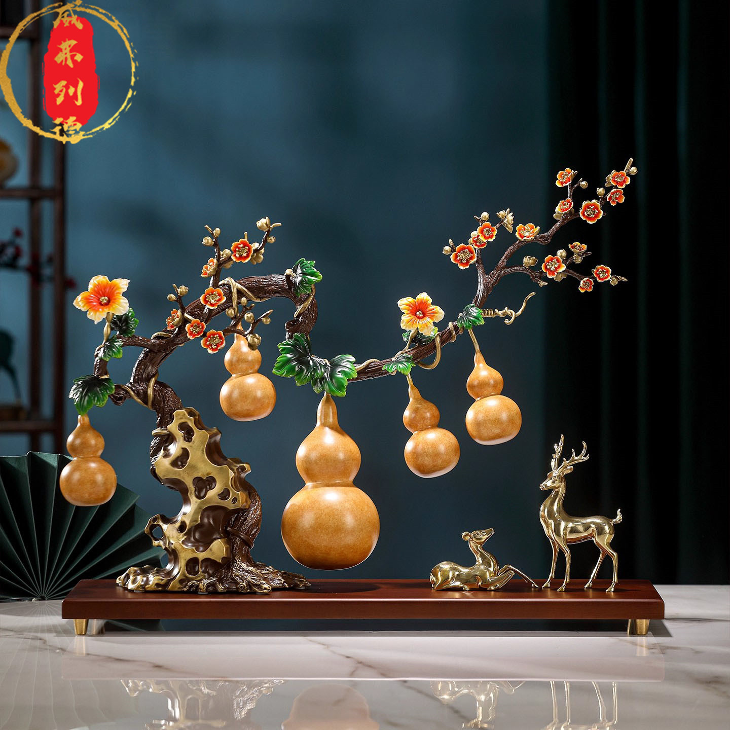 威弗列德家居客厅玄关电视柜装饰品乔迁礼物黄铜五福临门葫芦摆件,家居饰品,装饰摆件,淘宝优惠券,粉丝福利购,淘宝优惠卷