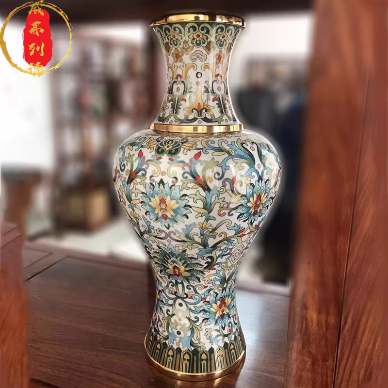 威弗列德景泰蓝花瓶大唐风韵花纹铜掐丝珐琅摆件北京特色工艺礼品