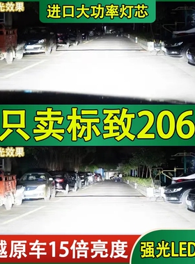 适用01-04-08-09款东风标致206LED大灯改装远近光灯透镜标志灯泡
