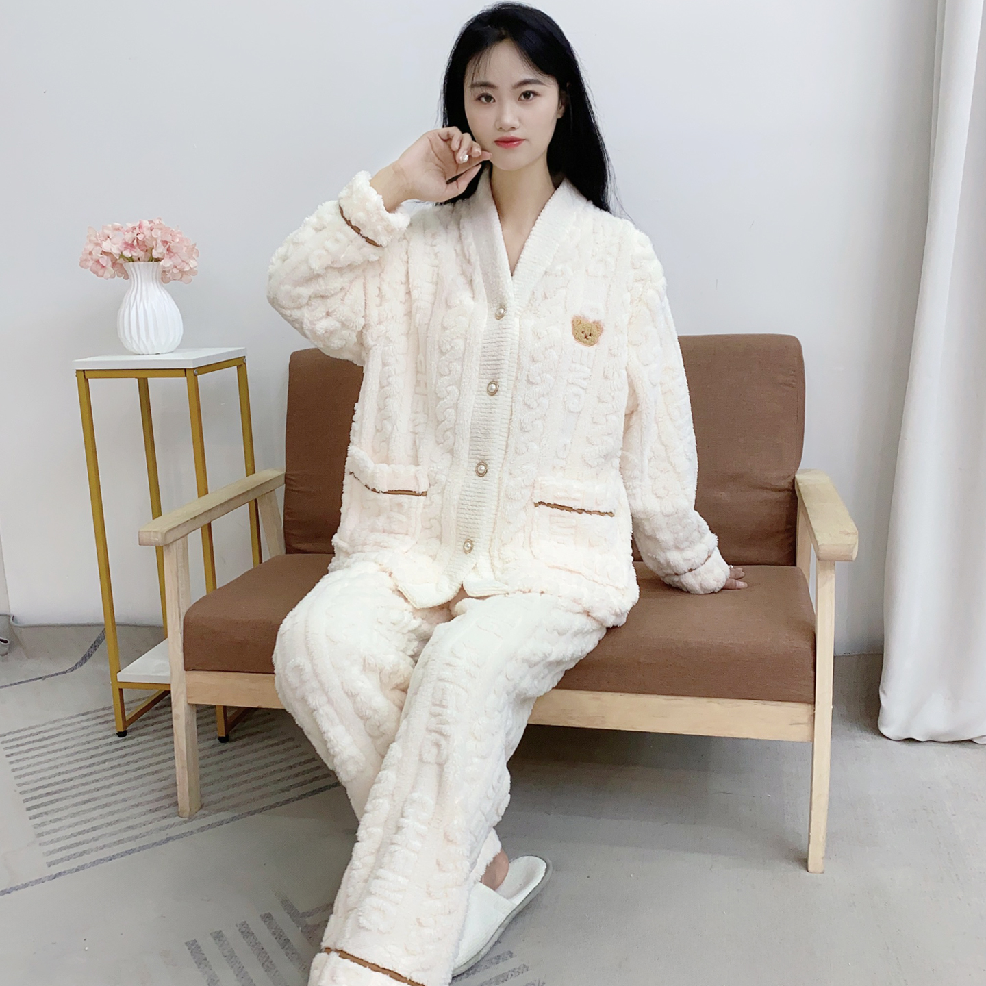 珊瑚绒可外穿家居服仅45.9元