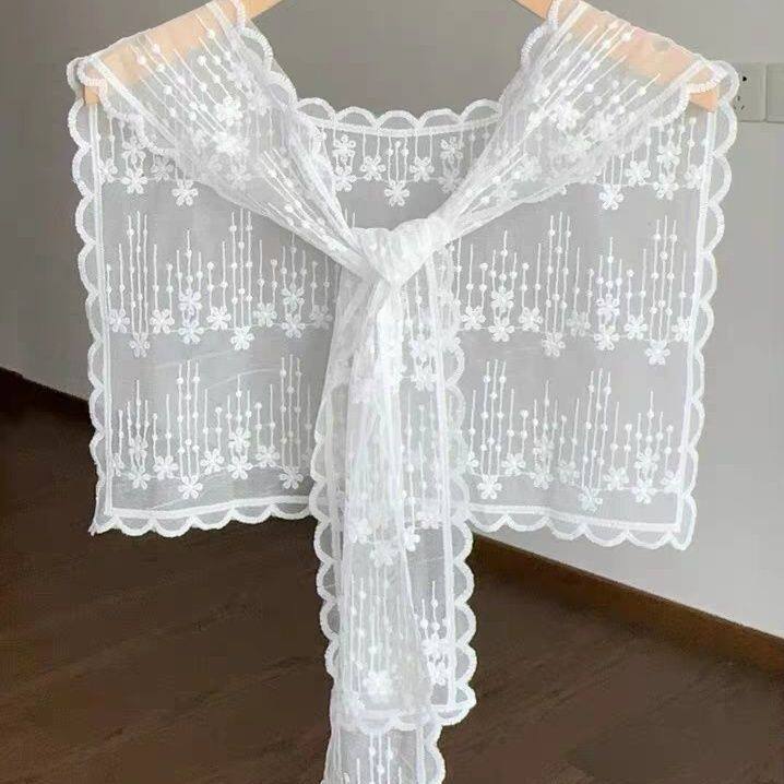 披肩屁帘裤子法式设计感春夏季蕾丝披肩搭配衬衫短袖拼接新款衬衣