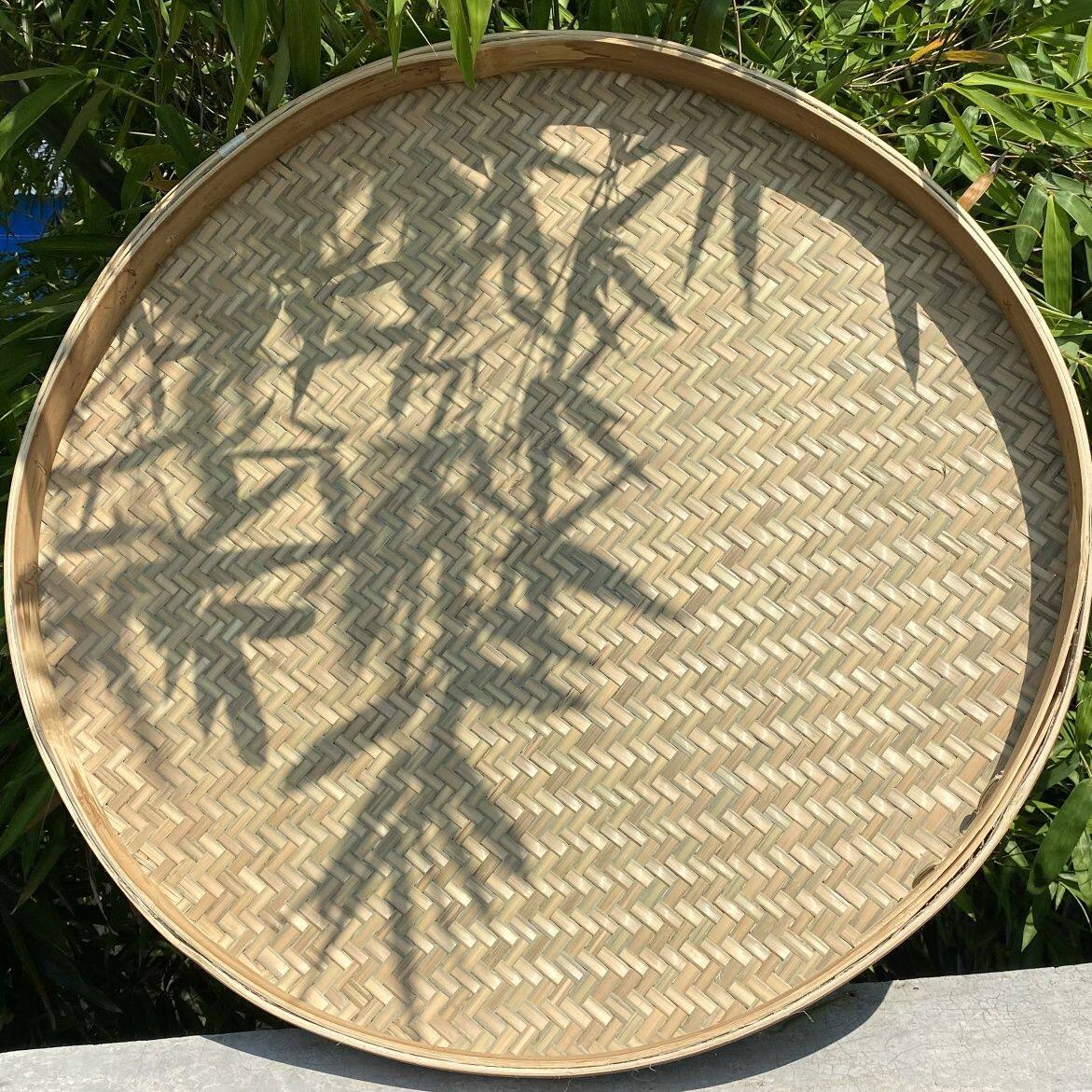 无孔圆竹簸箕手工竹编竹