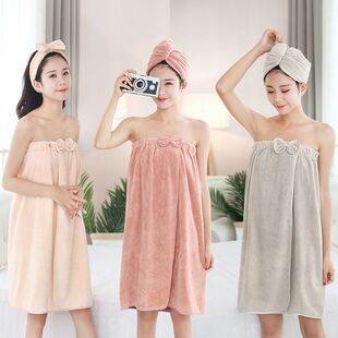 女士可穿裹全身浴巾抹胸浴裙女士毛巾可穿式浴巾比纯棉吸水不掉毛