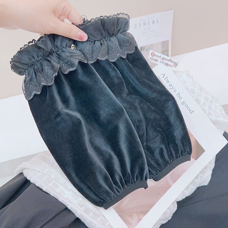 袖套女上班耐脏加肥加大加宽长款羽绒服袖套女冬季花边蕾丝防脏套