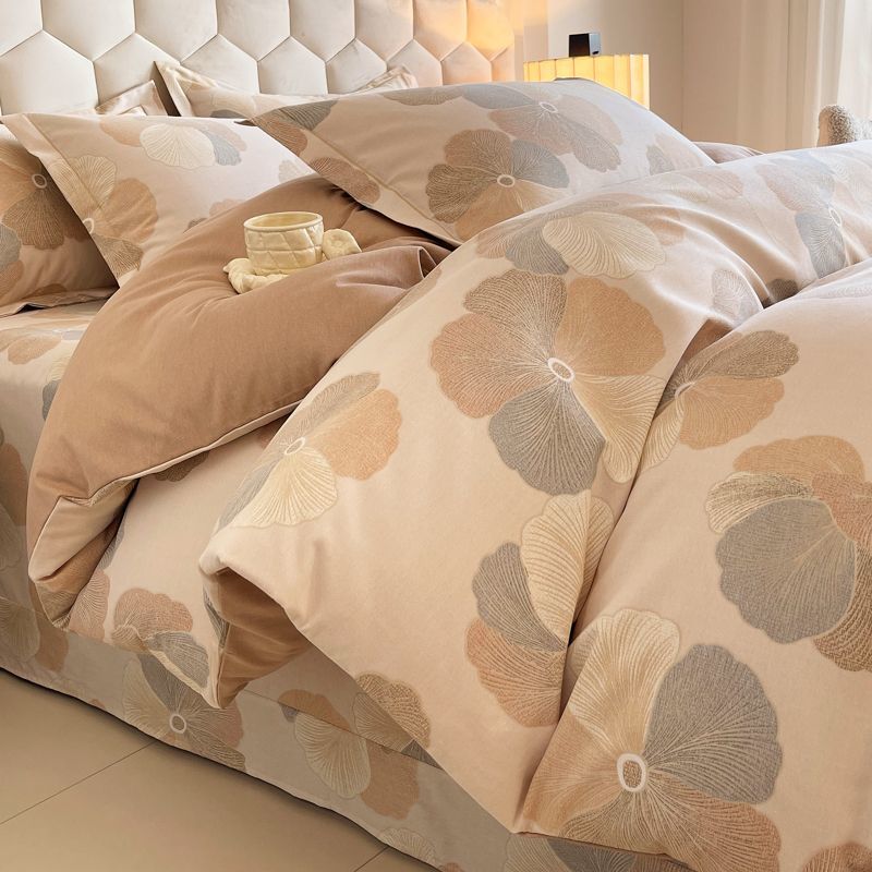 全棉加厚高档四件套100%纯棉磨毛三件套单双人A类被芯套床上用品4