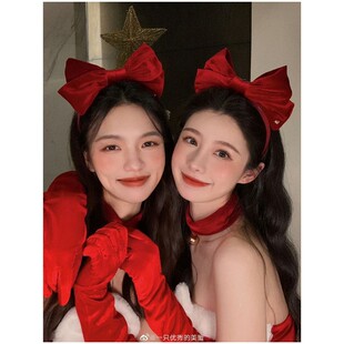 圣诞头发装饰红色蝴蝶结头饰圣诞发箍女款2026年高级感洋气时尚秋