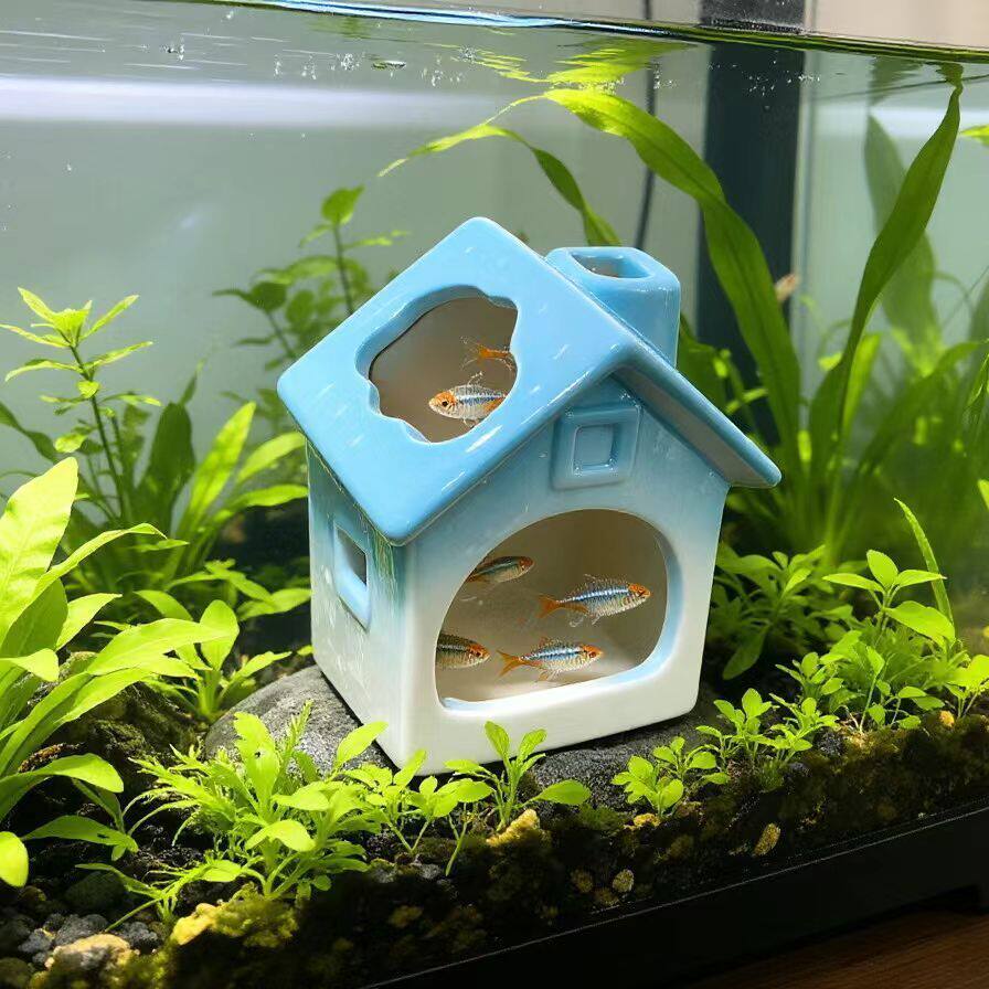 精致小鱼缸造景陶瓷躲避