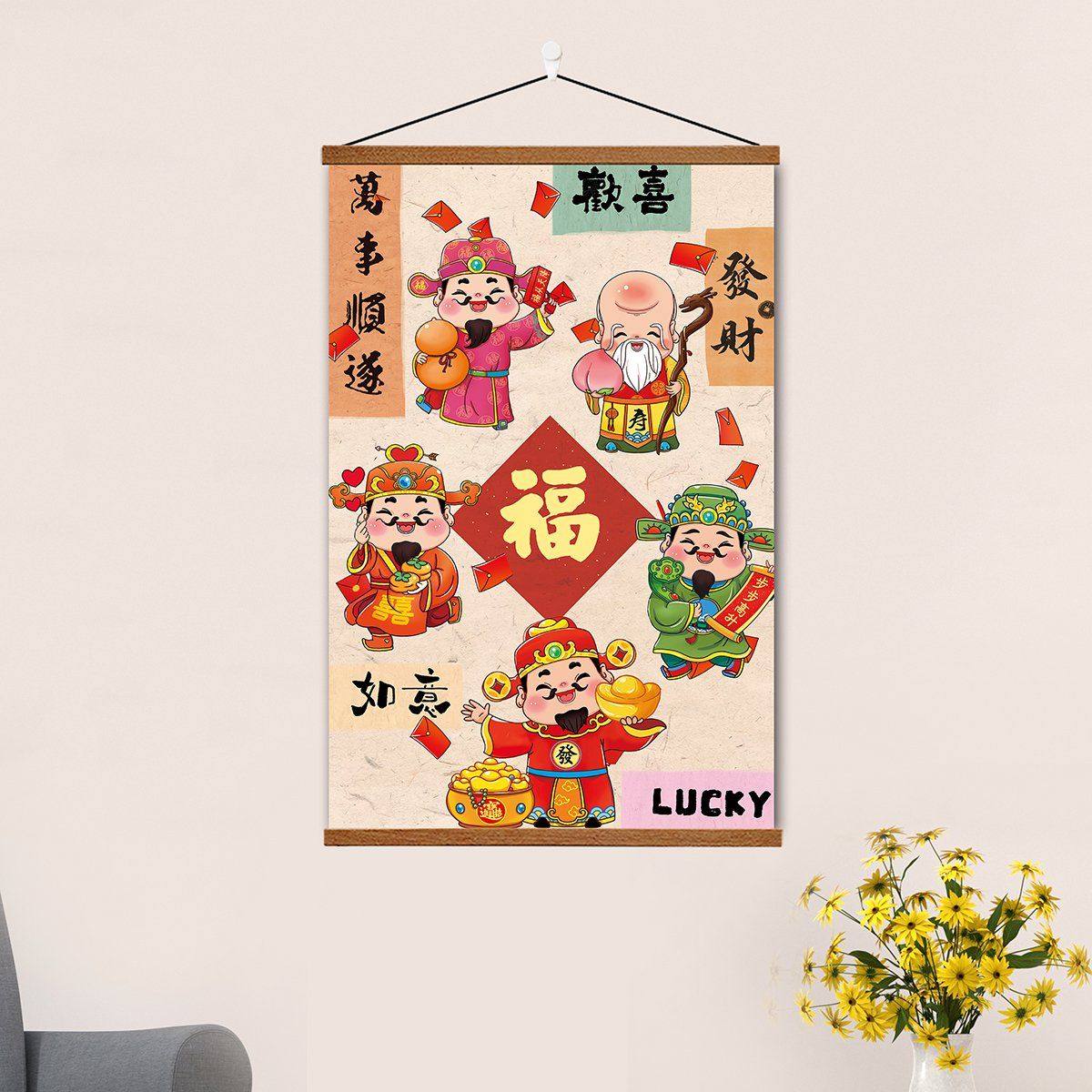 五路财神画挂墙国潮五路财神客厅挂轴壁画喜庆玄关装饰画招财挂件,家居饰品,电表箱装饰画,淘宝优惠券,粉丝福利购,淘宝优惠卷