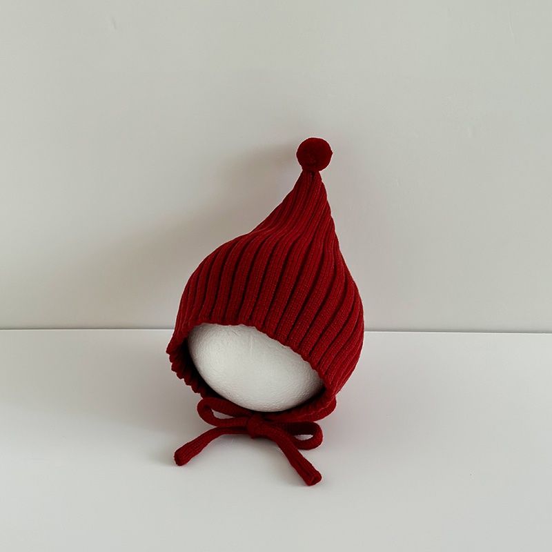 精灵帽成品婴儿帽子秋冬季可爱精灵帽防风保暖针织护耳小红帽宝宝