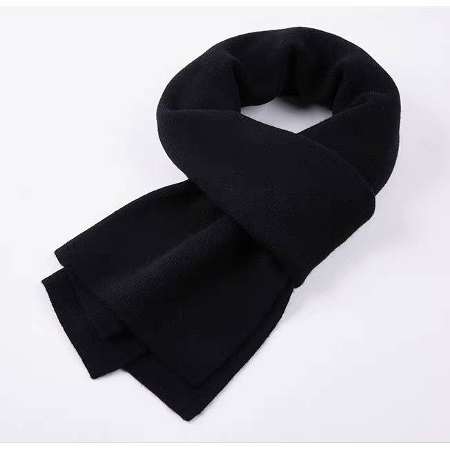 纯黑色高级感围巾时尚黑色围巾女冬季高级感秋冬秋季纯色围脖韩系