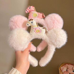 马元素饰品马上有钱卡通毛绒发箍2026新款碎发整理洗脸发卡发捆绝