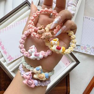 马元素的头饰可爱卡通小马发圈编织发绳ins少女甜美情侣闺蜜头绳