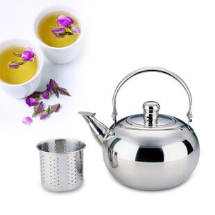 金属煮茶器精美不锈钢茶壶餐厅专用茶水壶防溢带滤网花茶壶电磁炉