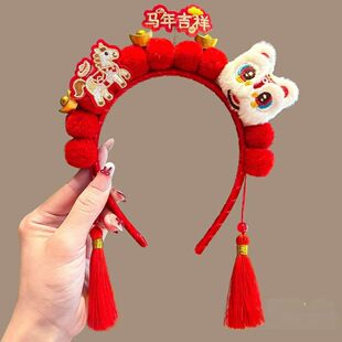 马元素饰品新年儿童发饰2026新款马年生肖小马发箍可爱喜庆氛围感