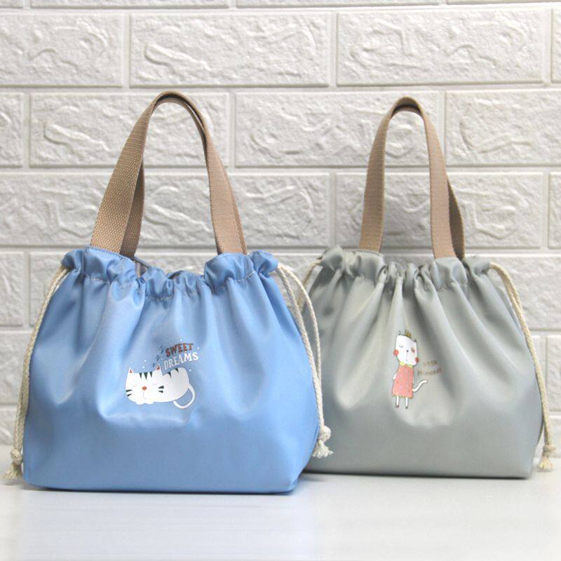 女生高颜值饭盒袋可爱卡通水桶型手提帆布包韩风少女心妈咪包防水
