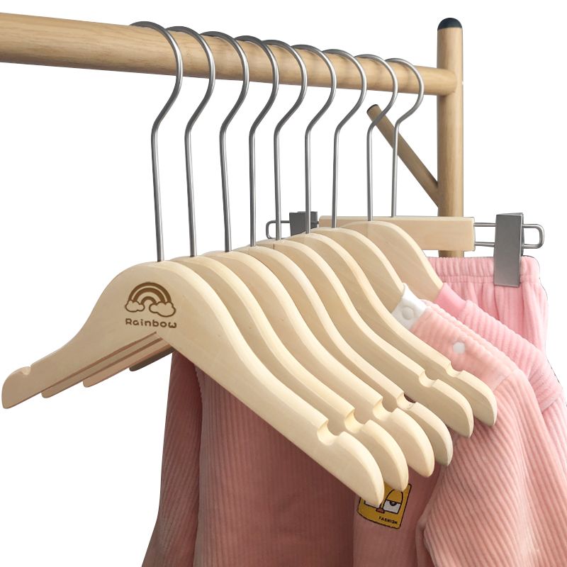 衣架家用挂衣加厚加硬加粗儿童实木衣架服装店专用宝宝无痕中大童