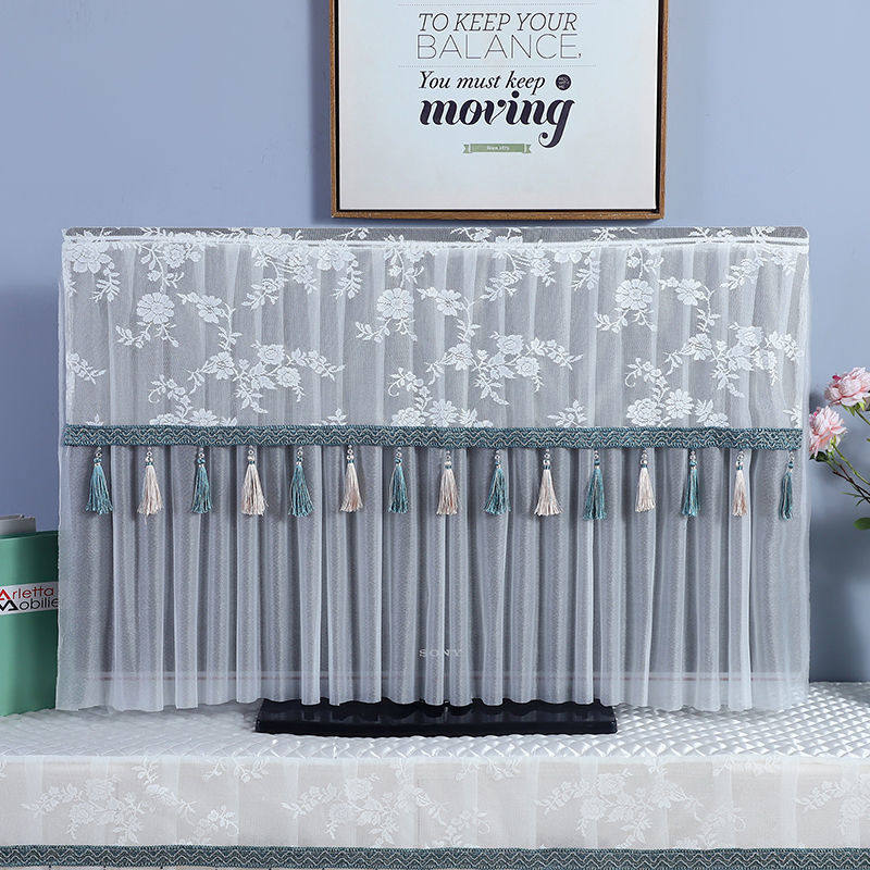 电视机防尘罩电视机罩防尘套新款液晶65寸盖布简约挂壁式蕾丝盖巾