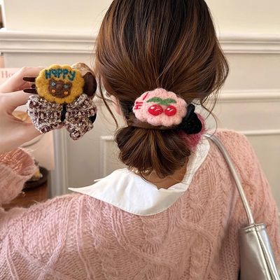 适合头发少的发饰可爱毛毡丸子头神器抓夹女后脑勺气质盘发夹子头